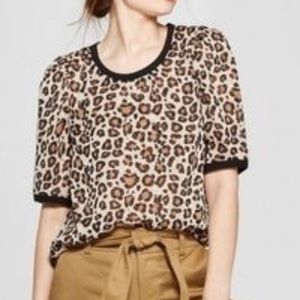 Animal print sheer top